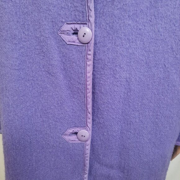 Vintage 80s Full Length Blanket Coat Mauve purple Virgin Wool Embroidered Size M - Picture 4 of 11